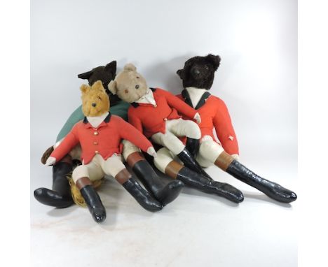 A collection of vintage hunting theme soft toys