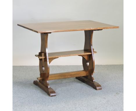 A mid-20th century folding oak monk's bench, 108cm