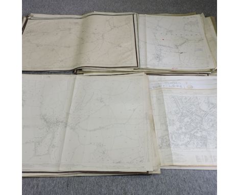 A collection of ordnance survey maps, mainly local Suffolk area, unframed, largest 100 x 73cm