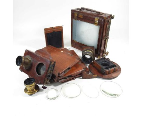 A 19th century wooden Thornton &amp; Pickard, Time &amp; Inst patent part plate camera. Note: a non-transferable ivory exempt