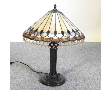 A Tiffany style table lamp and shade, 58cm high