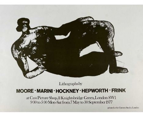 CURWEN STUDIO / HENRY MOORE lithograph - poster for lithographs by Henry Moore, Marino Marini, David Hockney, Barbara Hepwort