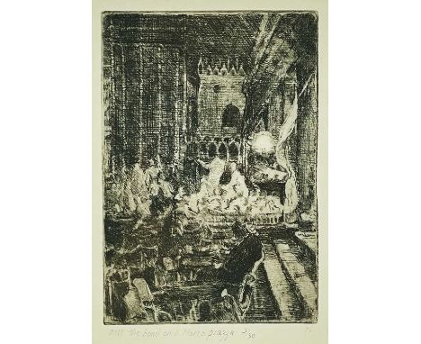 ‡ DIANA ARMFIELD (b.1920) limited edition (3/3) etching - entitled in margin 'The Band on S Marco Piazza', signed with initia