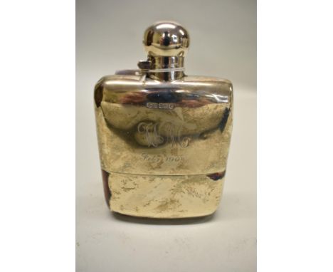 An Edwardian silver hip flask,&nbsp;by James Deakin &amp; Sons,&nbsp;Sheffield 1906, 317g 