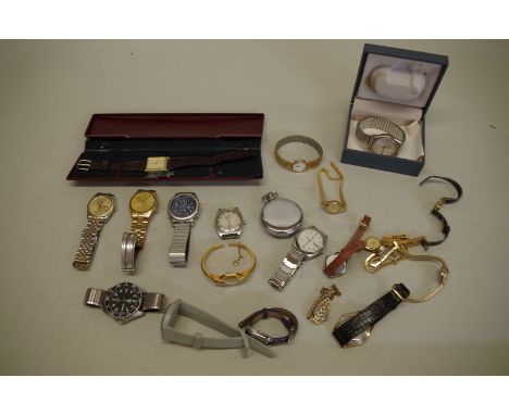 A vintage Corvette gold plated manual wind wristwatch, 32mm, on associated strap; together with a quantity of various wristwa