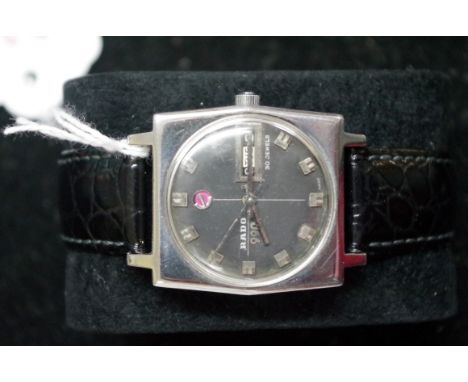 A vintage Rado 990 stainless steel automatic wristwatch, 31mm, ref: 11785, with associated leather strap. 