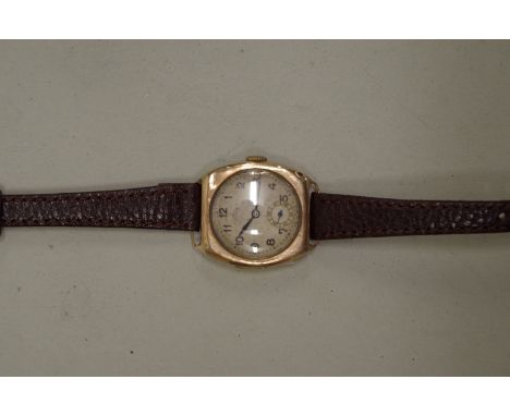 A vintage Rolex&nbsp;9ct gold manual wind wristwatch,&nbsp;28mm, hallmarked Birmingham 1936, with associated leather strap. 