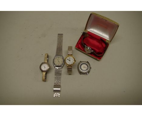 A vintage Caravelle automatic wristwatch,&nbsp;34mm;&nbsp;together with four other wristwatches. 