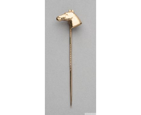 9ct. gold gentleman's tie stick pin in the form of a racehorse's head,
Sheffield, H.O. &amp; S, 1986, solid head, fitted case