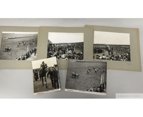 A group of five original photographs featuring Nimbus's victory in the 1949 2,000 Guineas at Newmarket,
three mounted, images