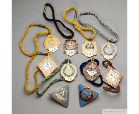 Collection of 23 Ascot racecourse members' gilt-metal &amp; enamel Badges 1980's,
Ladies, Guests, Ascot Authority &amp; other