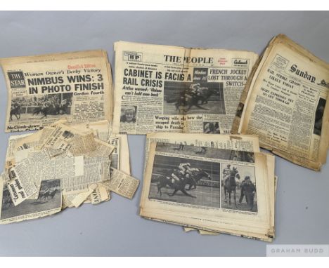 Various newspapers kept by Mrs Marion Glenister, owner of the 1949 Derby winner Nimbus and other horses 1930s to 1950s,
all w