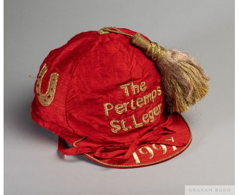 The St Leger Winning Jockey's cap awarded to Pat Eddery for his victory on Silver Patriarch in 1997,
by T Frost of Bawtry, re