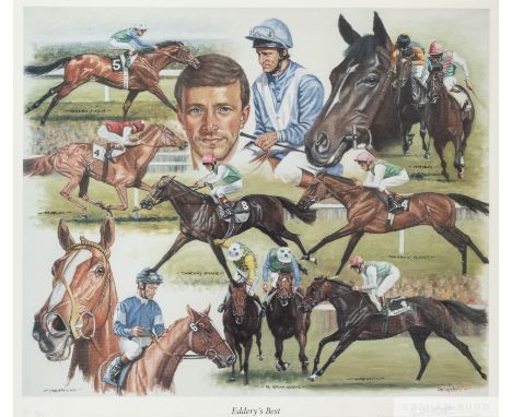 From the Pat Eddery Collection: three framed photographic montages of memorable horses ridden by the jockey,
i) limited editi