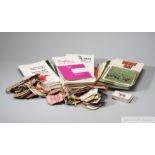 Racing ephemera including racecards and raceday passes, racecards including 1968 Derby, 1972