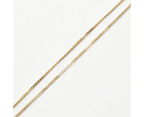 A hallmarked 9ct gold curb link chain necklace. The 9ct gold necklace having curb links to spring ring clasp. Hallmarked with