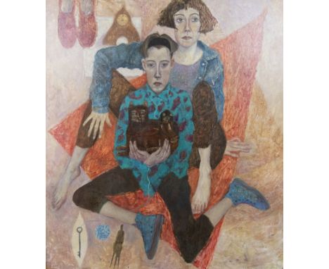 * JENNIFER MCRAE RSA (BRITISH b. 1955), TEMPEST FUGIT: THE KEY AND THE CAT BOX oil on board, inscribed with title verso image