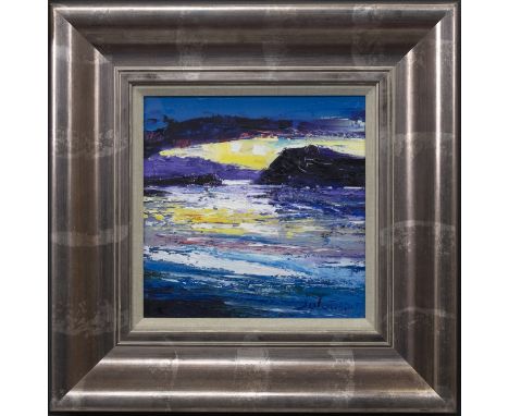 * JOHN LOWRIE MORRISON OBE (JOLOMO) (SCOTTISH b 1948), WINTER EVENING TOBERMORY, MULL oil on canvas, signed, further signed, 