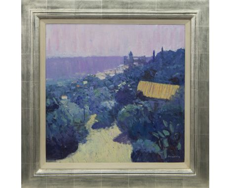 * JOHN KINGSLEY PAI DA, HAZY LIGHT, CALLIAN oil on canvas, signed, titled label verso image size 50cm x 50cm, overall size 68