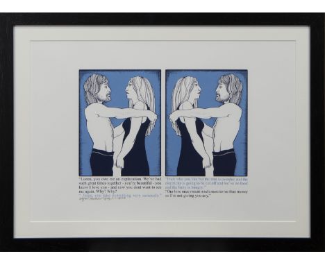 * ALASDAIR GRAY (SCOTTISH 1934 - 2019), DOMESTIC CONVERSATION silkscreen on paper, signed, dated 2006 and numbered 28/90 imag