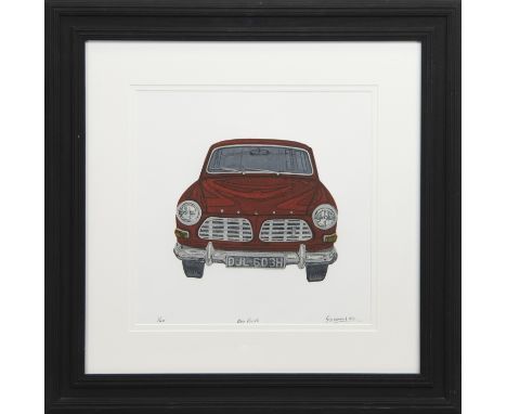 * STEPHEN GOODMAN, RED VOLVO screen-print on paper, signed, titled and numbered 1/40 image size 37cm x 37cm, overall size 67c