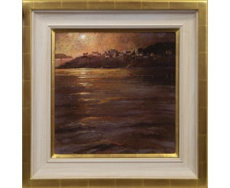 * JAMES S DAVIS DA PAI RSW FRSA, THE WEE RED FERRY, EASDALE acrylic on gesso panel, signed, further signed and titled verso. 