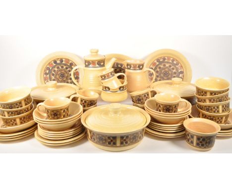 J &amp; G Meakin - Late 20th century vintage pottery dinner service in the Aquarius pattern. Including lidded serving dishes,
