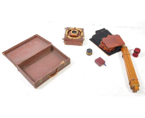 Early 20th century Thornton-Pickard triple imperial extension camera with lenses and other accessories. Thornton-Pickard came