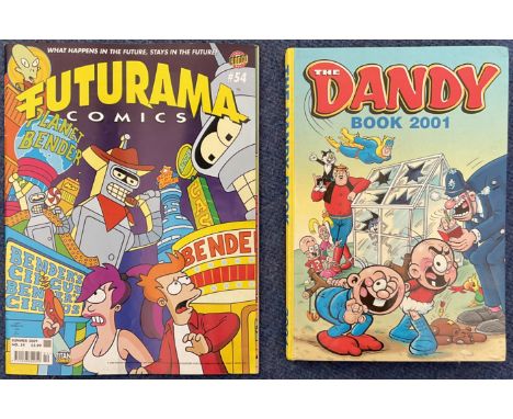 Dandy Annual 2001 Plus Futurama Comic No 54 Summer 2009, Annual is First Edition 2000 Hardback Book Annual published by D.C. 