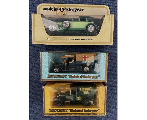 3 x Die Cast Boxed Models of Yeasteryear by Matchbox Includes 1918 Crossley R. A. F. Tender, 1927 Talbot Van (Lipton's Tea), 