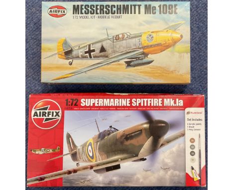 Supermarine Spitfire Mk. 1a &amp; Messerschmitt Me 109E Plastic Model Kits (Scale 1:72) by Airfix Spitfire is unopened, Messe