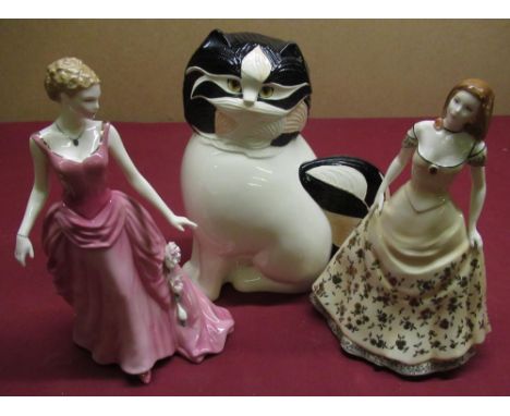 Royal Worcester figures Mia, Ltd 2006 and Olivia, Premier 2005 Ltd Ed production 2005, and a Goebel model of a cat (3) 