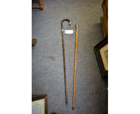 A silver top walking stick plus another (2).