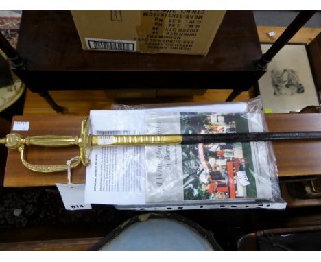An early 20th century Civil Service court sword the 31in. steel blade with etched George V crown cypher and foliage, by H. Po