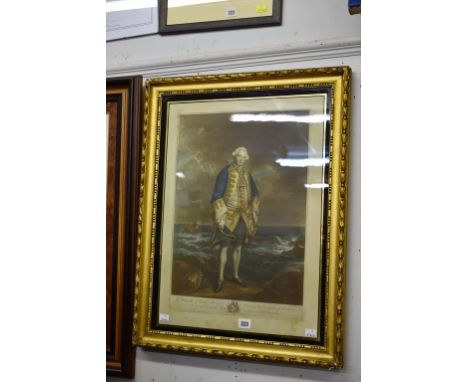 A gilt framed print of The Hon. Edward Boscawen, Admiral of the Blue Squadron