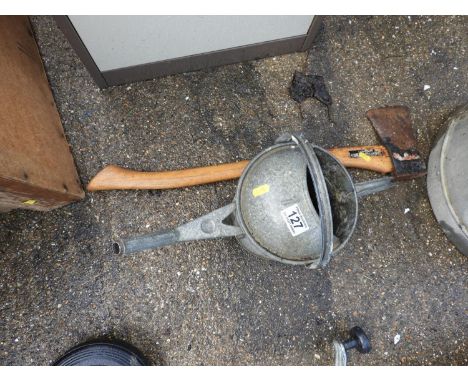Galvanised Watering Can and Axe 