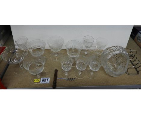 Vintage Glassware and Silver Plated Toast Rack 