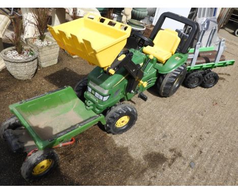 Child's John Deere Pedal Tractor with Loader and Trailers 