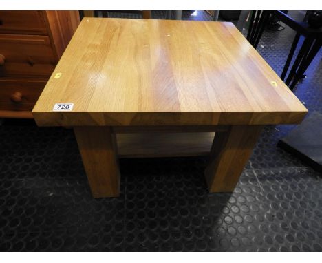 Modern Light Oak Coffee Table with Shelf Under 