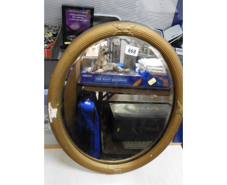 Vintage Oval Gilt Framed Bevel Edged Mirror 