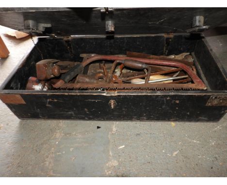 Wooden Box and Contents - Vintage Tools 