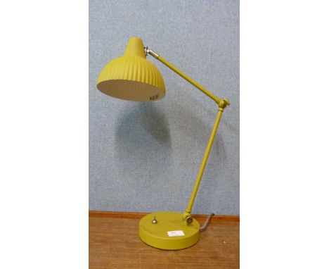 A green metal anglepoise desk lamp 