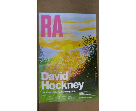 A David Hockney Royal Academy exhibition poster, The Arrival of Spring, Normandy 2020, unframed 