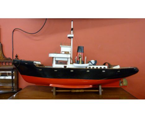 A large model tugboat, fitted with Stuart Turner live steam engine and boiler 