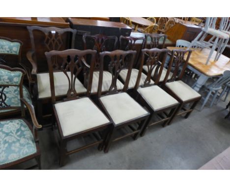 A set of six Chippendale style mahogany dining chairs and another pair similar 