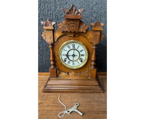An American Ansonia oak mantle clock 