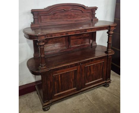 A Victorian mahogany two tier buffet sideboard 