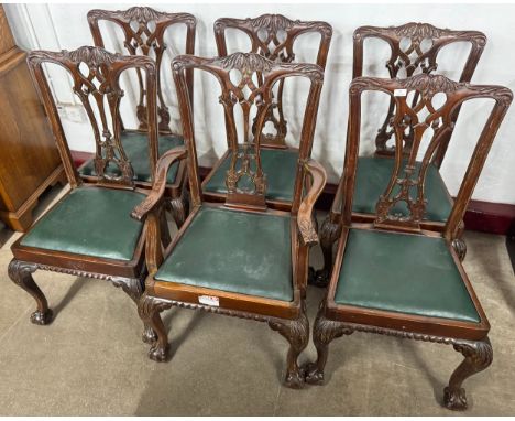 A set of four early 20th Century Chippendale Revival mahogany dining chairs 
