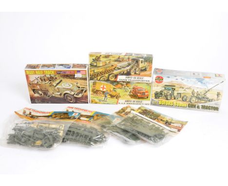 Airfix 1960s and later Military Kits, 1960s Bagged kits, Scammell Tank Transporter (2), Bren Carrier, Matador &amp; 5.5 Gun (