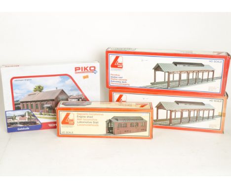 Unmade HO Scale Kit Buildings by Jouef Lima and Others,  mostly railway-related structures, including Jouef station ref 1020,